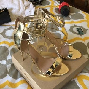 Strappy Gold Stilettos from Charlotte Russe